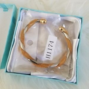 2 tone cuff bracelet platinum 18 K gold plated